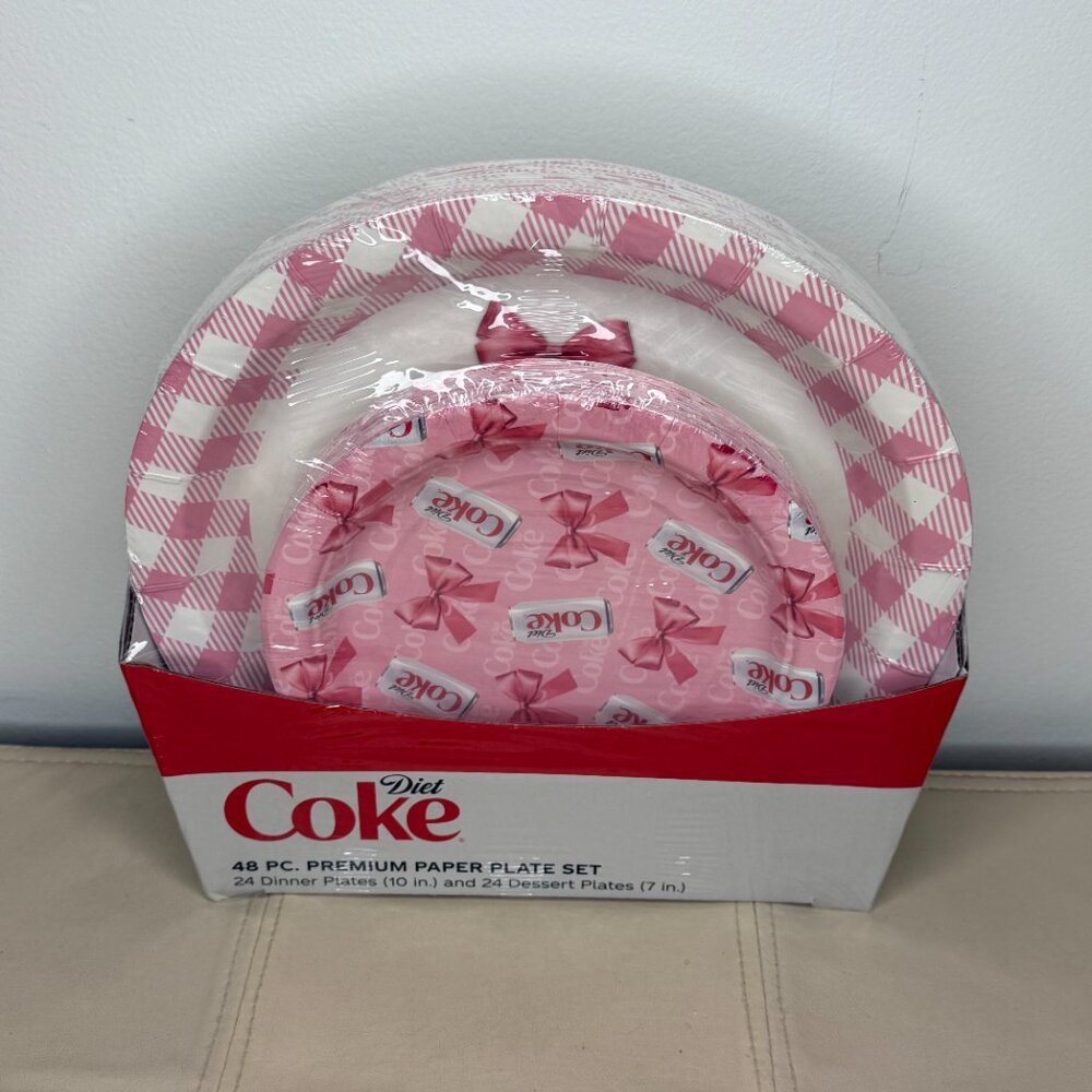 Official Diet Coke Party Plates Pink. Brand New In Plastic Wrap.